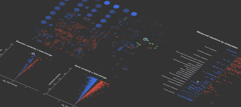 Visualizing reaction measurements in the context of metabolic pathways